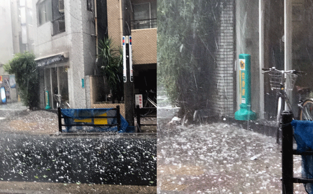 東京に雹が降る