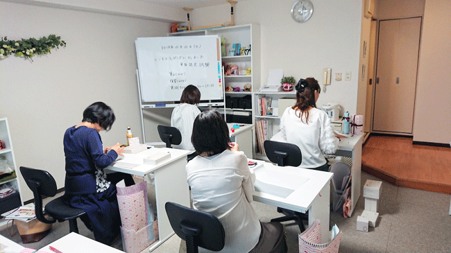 ビジネスラッピング講習風景,大阪講習室