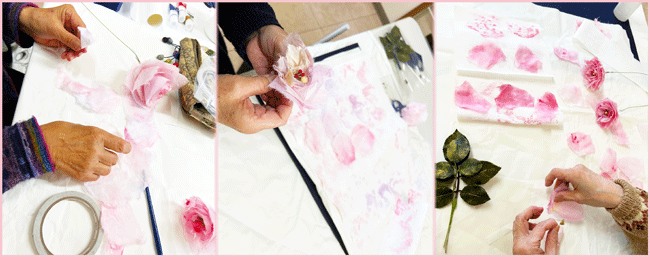 和紙で花を作る教室