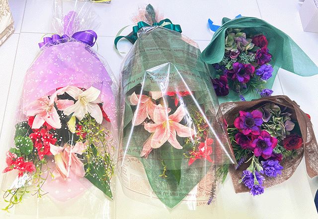 フラワーラッピング指導者養成クラスの作品