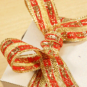 ゴールド&レッドストライプワイドリボン5m