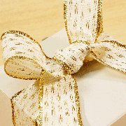 ホワイト・ゴールドオーナメントリボン