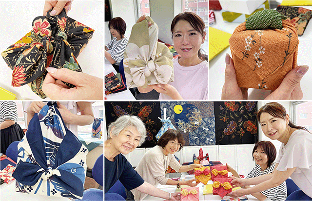 風呂敷を楽しむ教室の講習風景