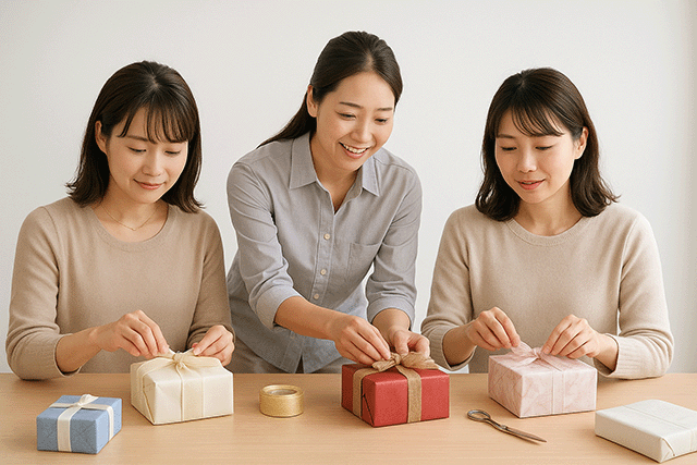 ギフトラッピング講習の様子