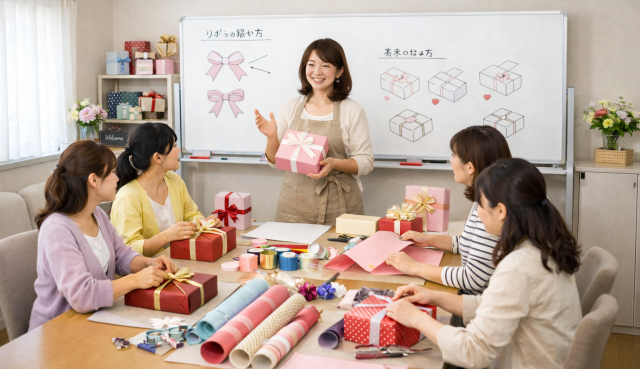 ラッピング教室の授業風景イメージ