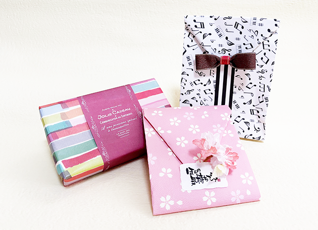 根津図書館で実施した基礎ラッピング講座の作品パターン