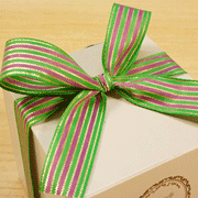 ストライプ柄クラシカル・ワイドリボン・グリーンパープル